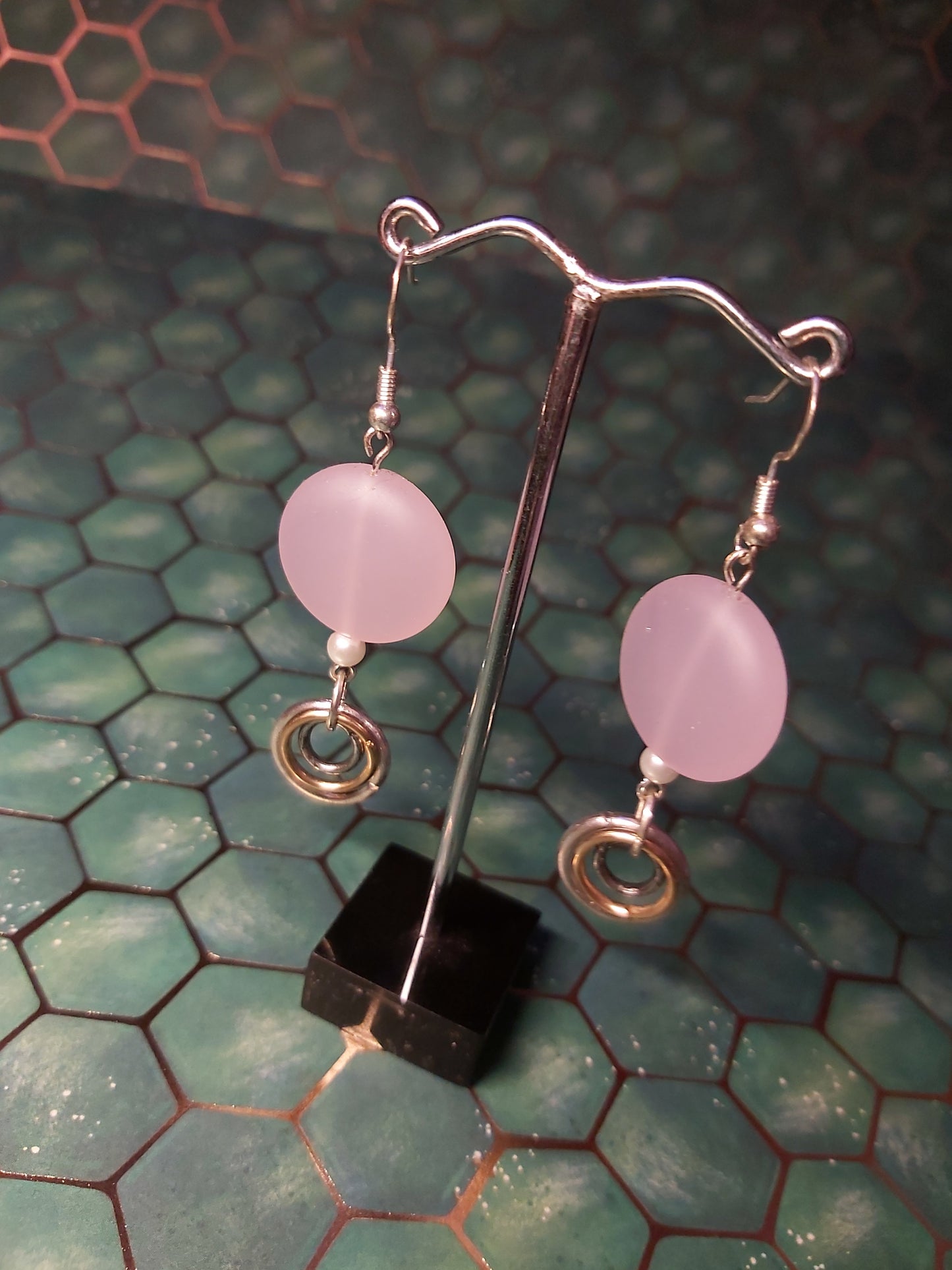 Sterling Silver, Sterling Silver Earrings, Silver Earrings, pearl style, pearl, silver, ring, handmade, minimalistic, minimal, statement, earrings, white, silver, earrings, gift shop, Canada, Canadian , pink, sea, glass, seaglass, sea glass