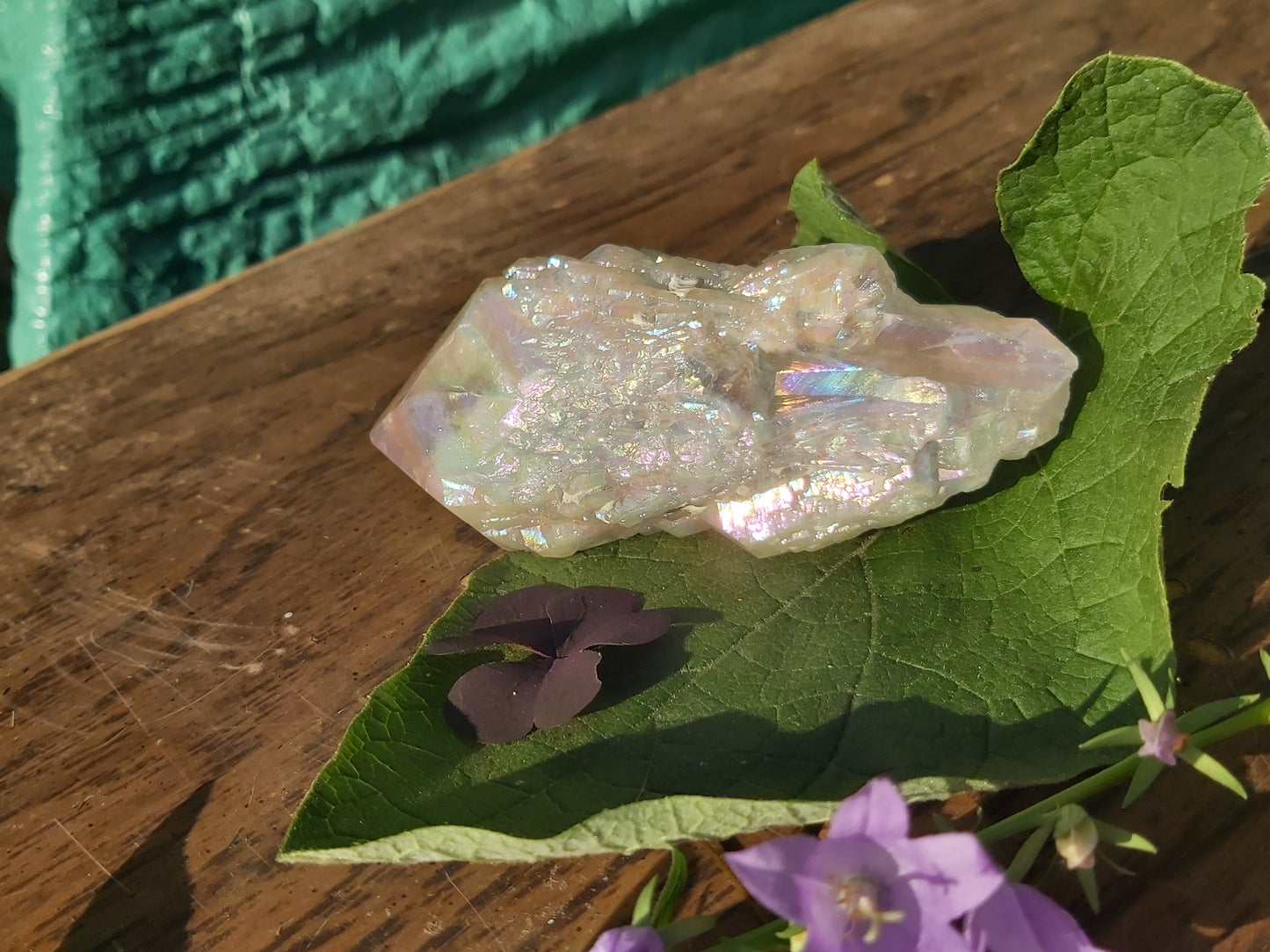 White Titanium Aura Quartz Point