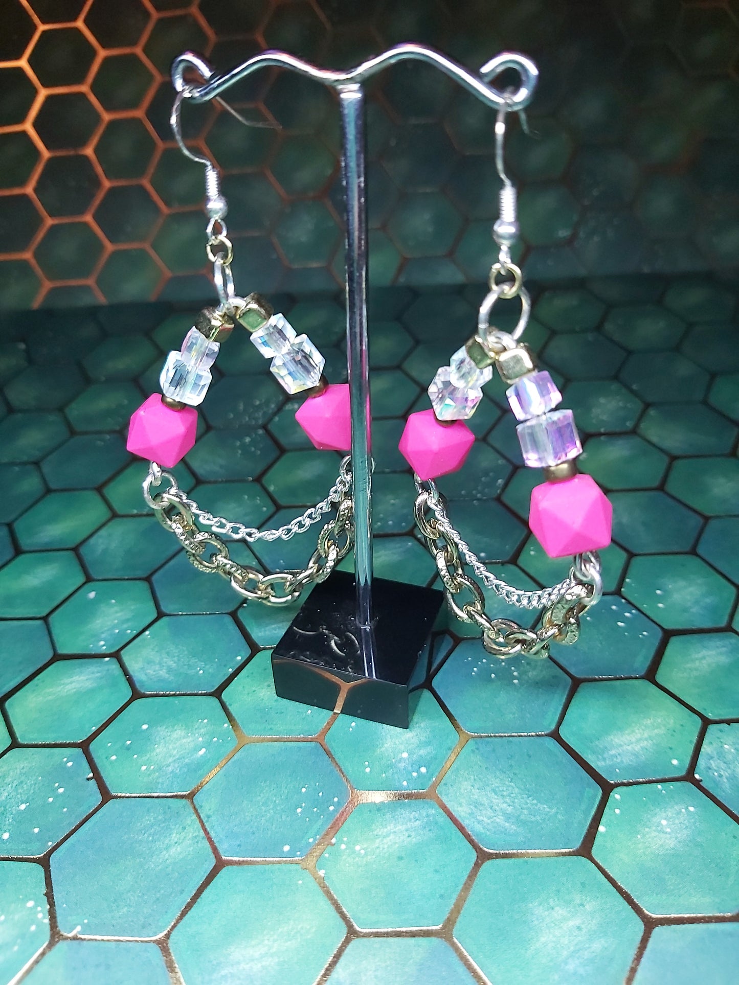 Sterling, silver, earrings, sterling silver, boho, pink, hot pink, dangle earrings, event jewlery, gift, shop, gifts, giftshop, Thunder Bay, artfelt, art, handmade, unique, Hooks, beautiful, unique, jewlery, 925 925silver, gold, chain