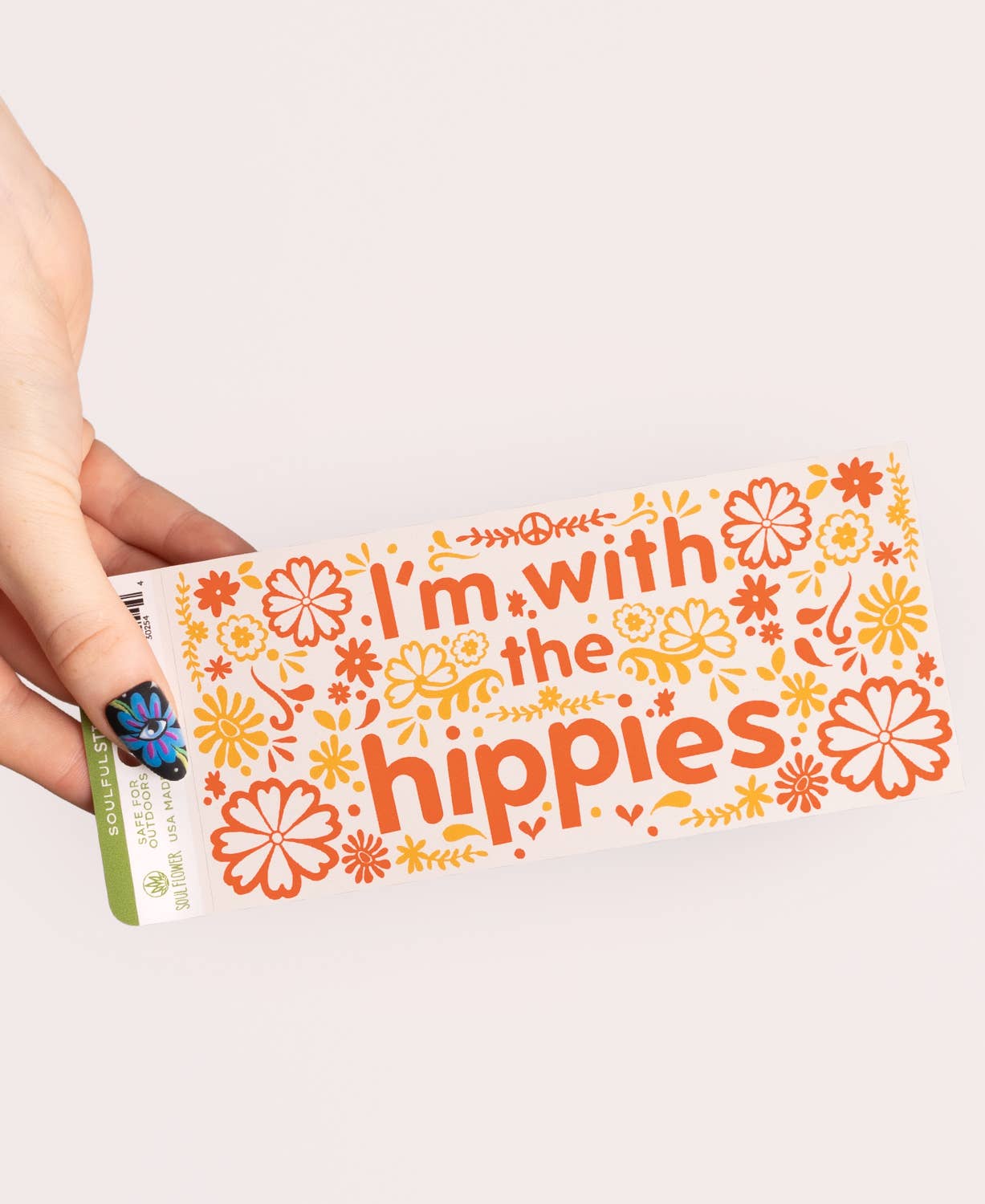 I'm With the Hippies Mini Bumper Sticker