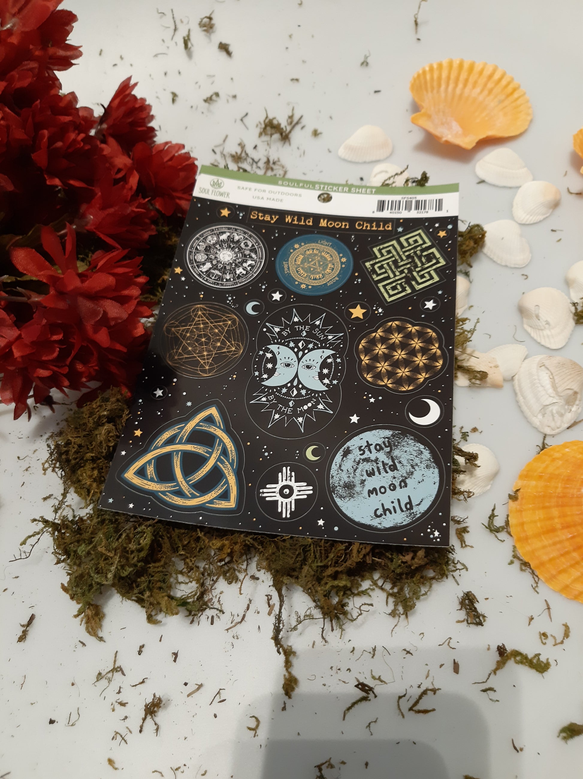 Vinyl Sticker Waterproof Indoor Outdoor Canada Canadian Shop Northern Ontario Art Stickers Stickersheet sheet binder locker waterbottle bike vehicle durable mothers fathers day gift moon crystal lovers space tarot cosmic moonchild wild stars