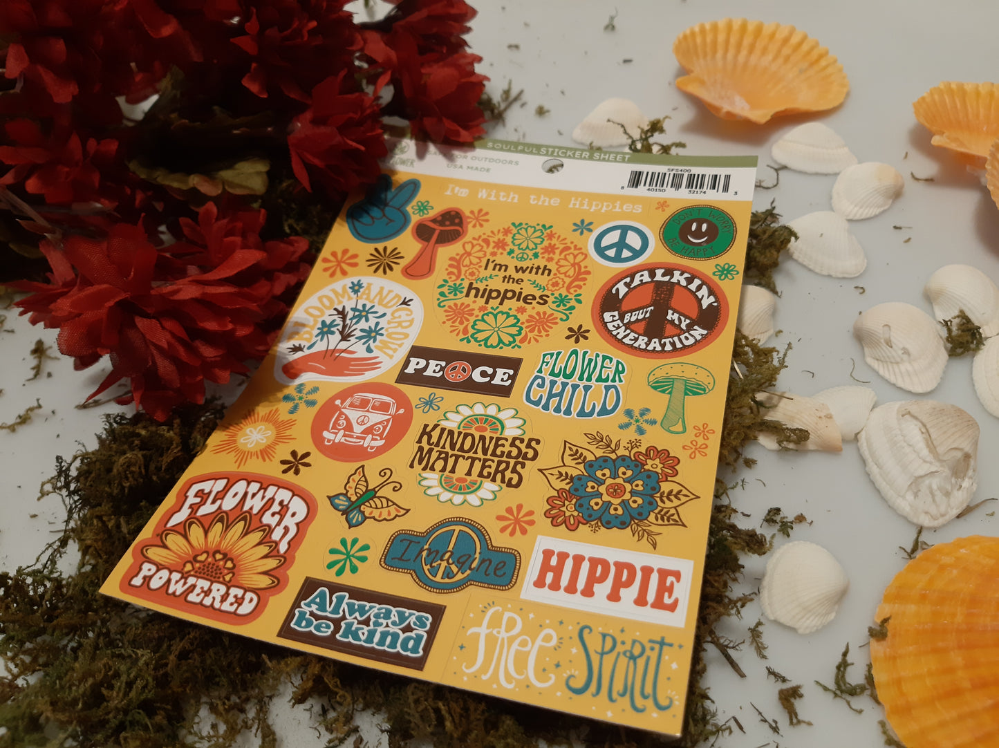 Vinyl Sticker Waterproof Indoor Outdoor Canada Canadian Shop Northern Ontario Art Stickers Stickersheet sheet binder locker waterbottle bike vehicle durable music lovers mothers day gift peace sunflowers hippy hippies sign mushroom flower power kindness kind