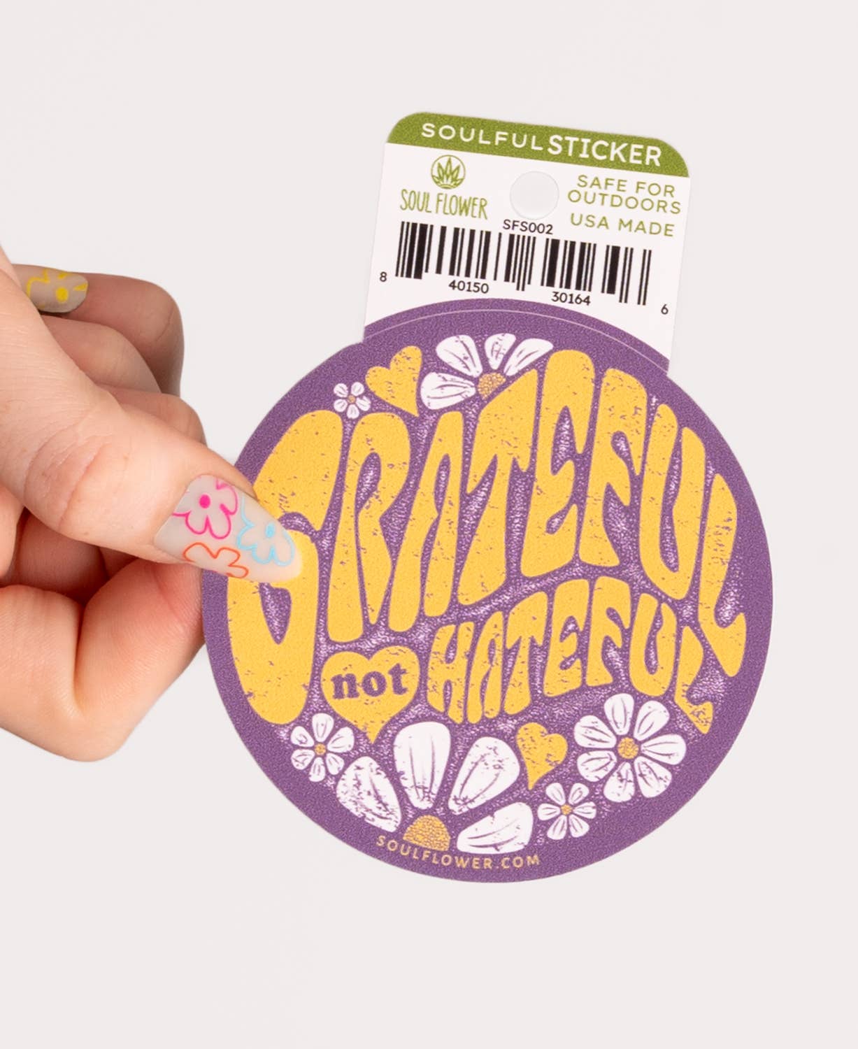 Grateful Not Hateful Sticker - Boho Hippie Stickers