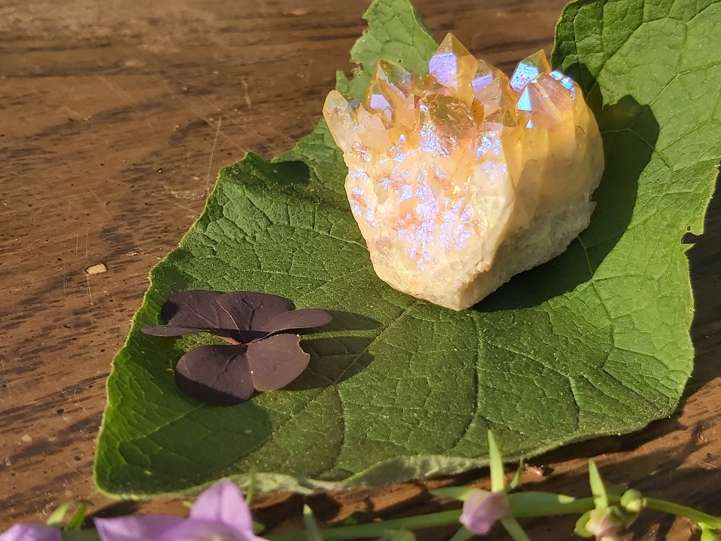 Yellow Aura Quartz Mini Cluster