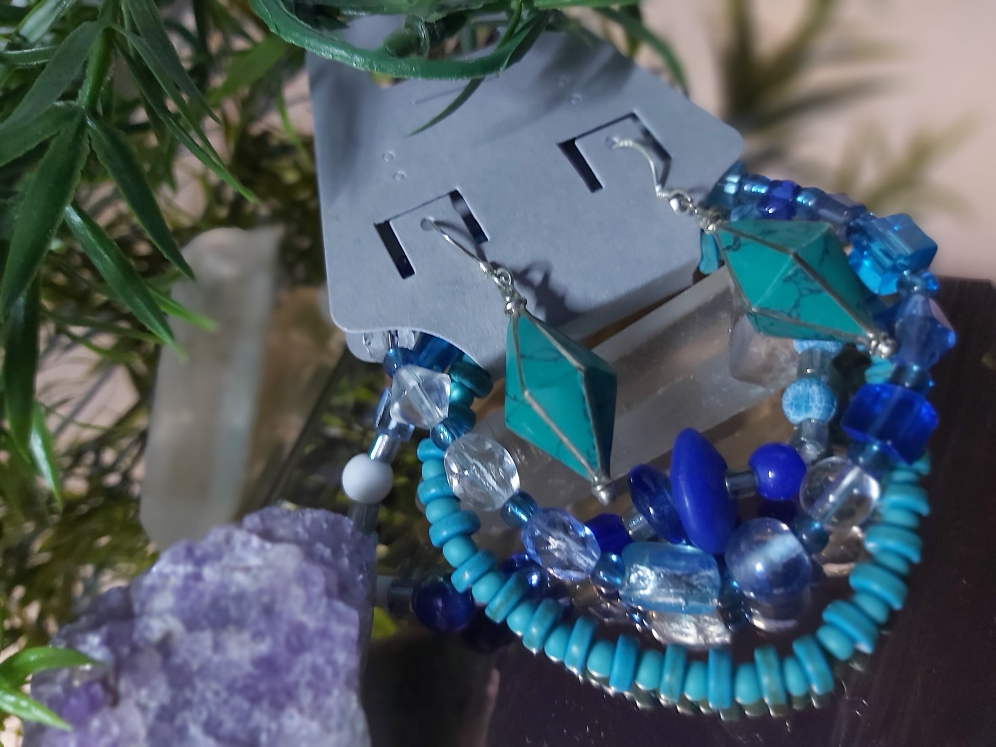 Bracelet, set, bracelet set, stone, seed, bead, bracelet, gifts, gift, shop, unique, handmade, hand, made, giftshop, Thunder Bay, thunderbay, Ontario, spirituality, spiritual, gift set, green, blue, teal, turquoise, silver, sterling silver, silver earrings, sterling silver earrings