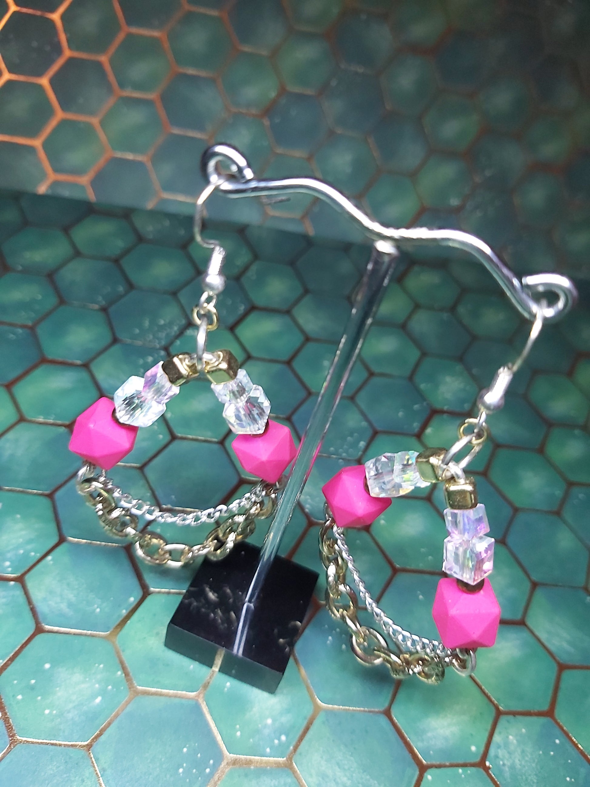 Sterling, silver, earrings, sterling silver, boho, pink, hot pink, dangle earrings, event  jewlery, gift, shop, gifts, giftshop, Thunder Bay, artfelt, art, handmade, unique, Hooks, beautiful, unique, jewlery, 925  925silver, gold, chain