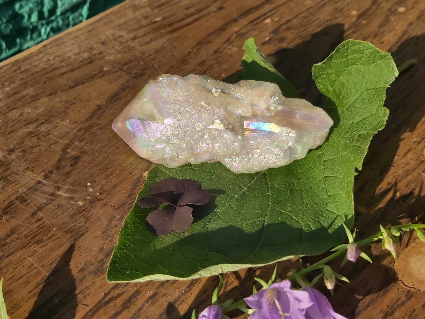 White Titanium Aura Quartz Point
