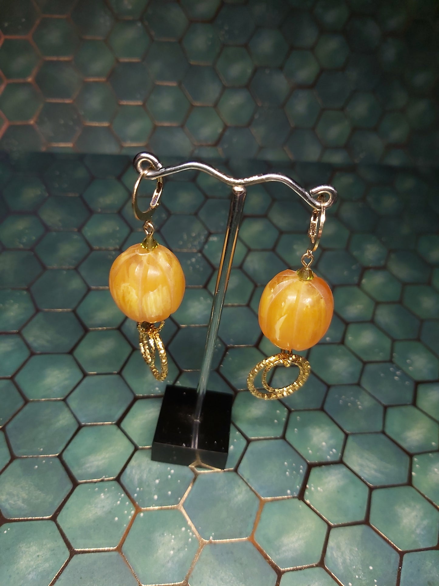 18k, gold, stainless, steel, earrings, 18k Plated gold, gold stainless steel, boho, orange, green, dangle earrings, event  jewlery, gift, shop, gifts, giftshop, Thunder Bay, artfelt, art, handmade, unique, Hooks, beautiful, unique, jewlery, 925  925silver, rings, harvest, fall, Halloween, pumpkin