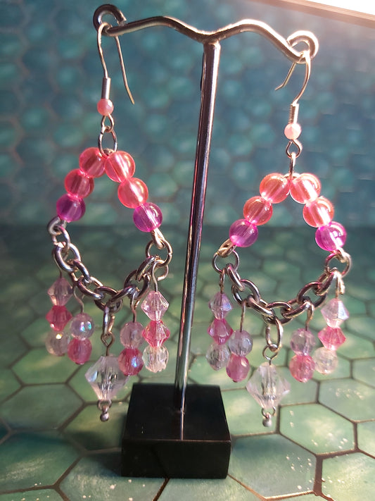 Sterling Silver earrings, Moonstone, pink, pink earrings, purple, purple earrings, Canada, Canadian, jewlery, handmade, Canadian made, punk, creative, unique, one of a kind, earring, earrings