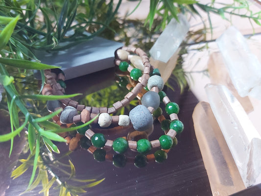 Bracelet, set, bracelet set, stone, wooden, seed, bead, bracelet, gifts, gift, shop, unique, handmade, hand, made, giftshop, Thunder Bay, thunderbay, Ontario, spirituality, spiritual, gift set, green, Grey, brown, beige
