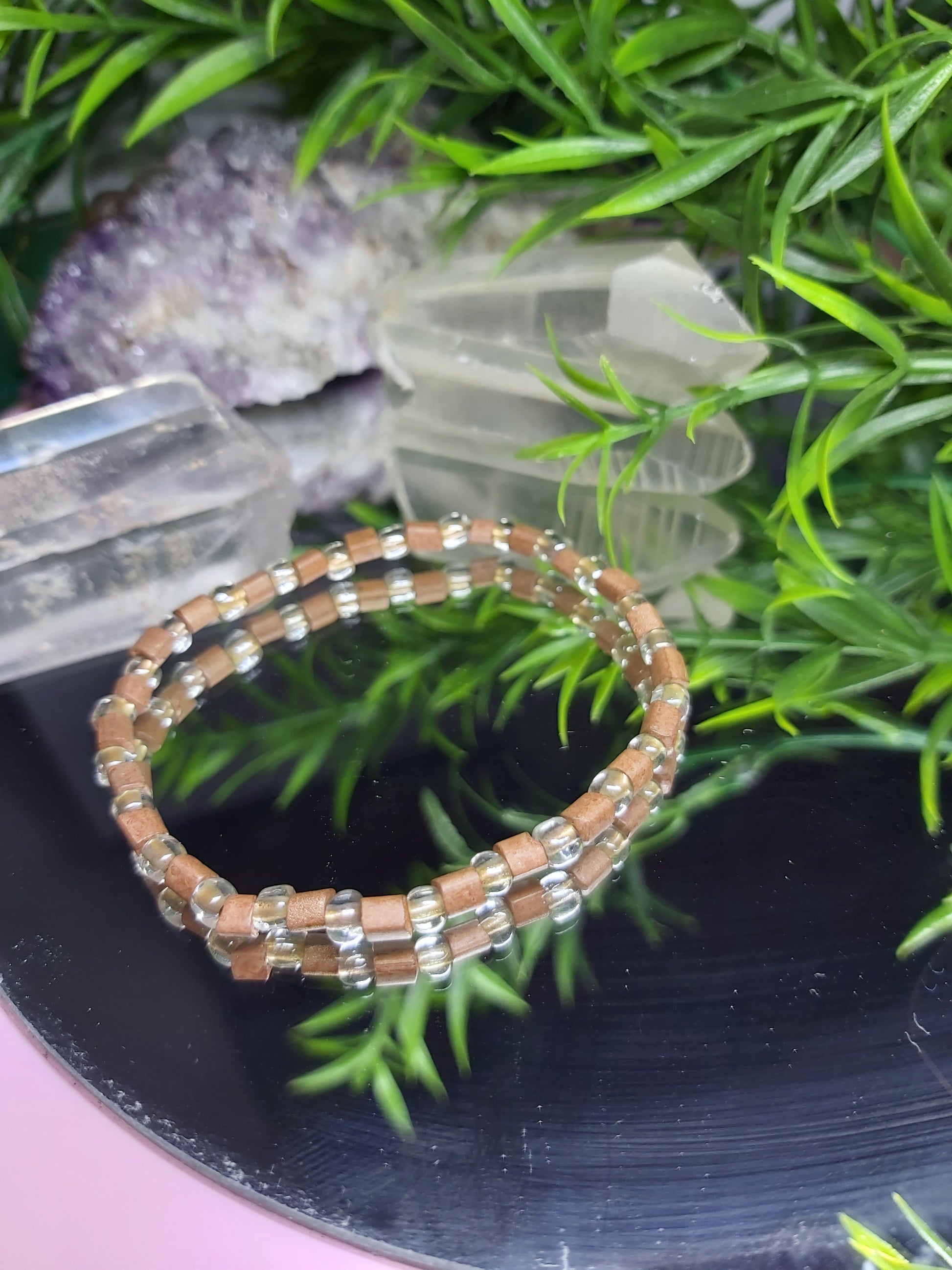 Bracelet, bead, bracelet, gifts, gift, shop, unique, handmade, hand, made, giftshop, Thunder Bay, thunderbay, Ontario, spirituality, spiritual, gift set, brown, wood, seed, crystal 