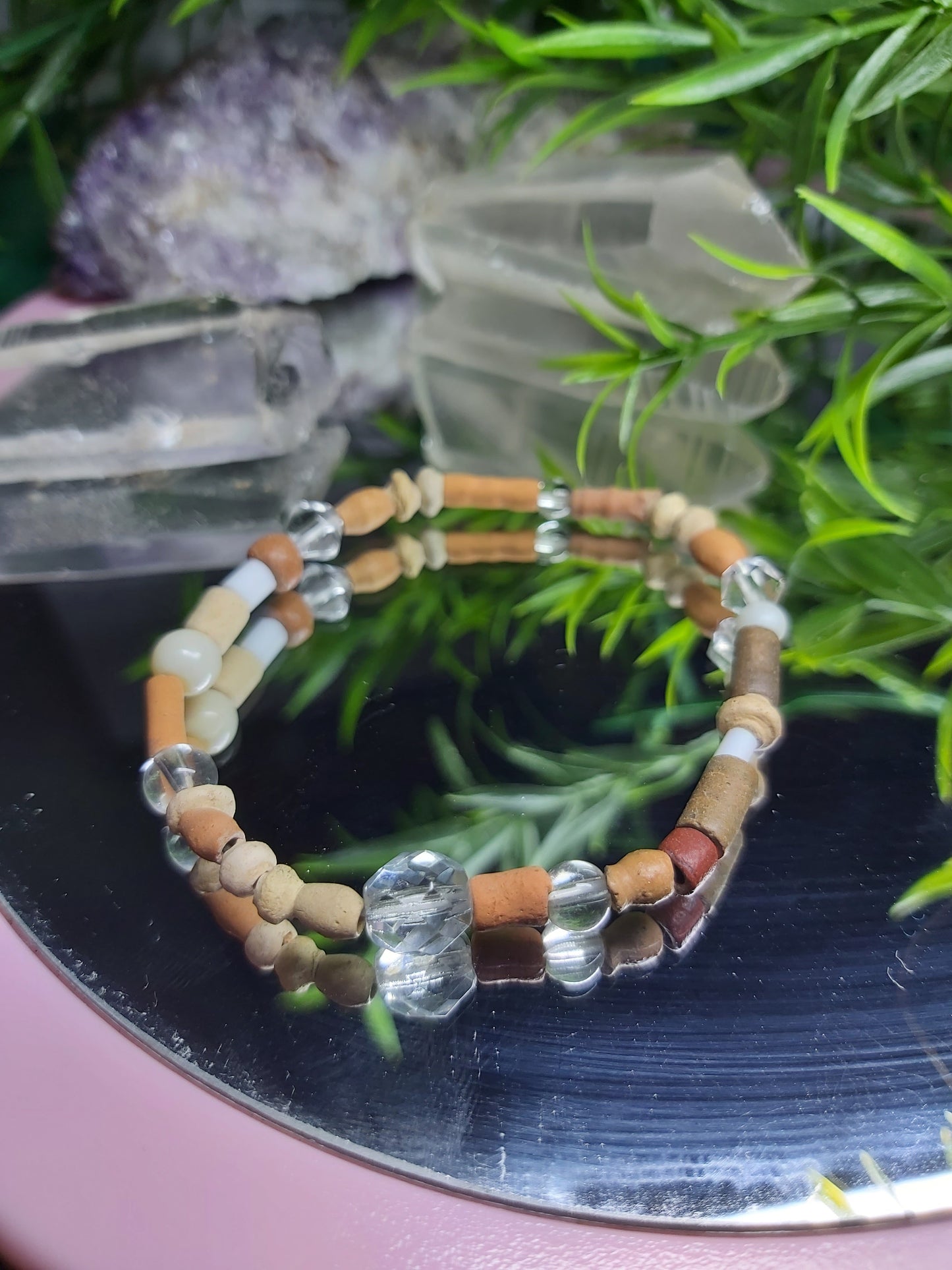 Bracelet, bead, bracelet, gifts, gift, shop, unique, handmade, hand, made, giftshop, Thunder Bay, thunderbay, Ontario, spirituality, spiritual, gift set, brown, wood, seed, crystal 