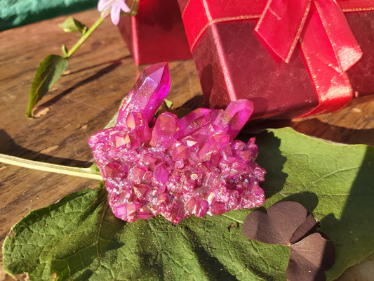 Pink Aura Quartz Cluster