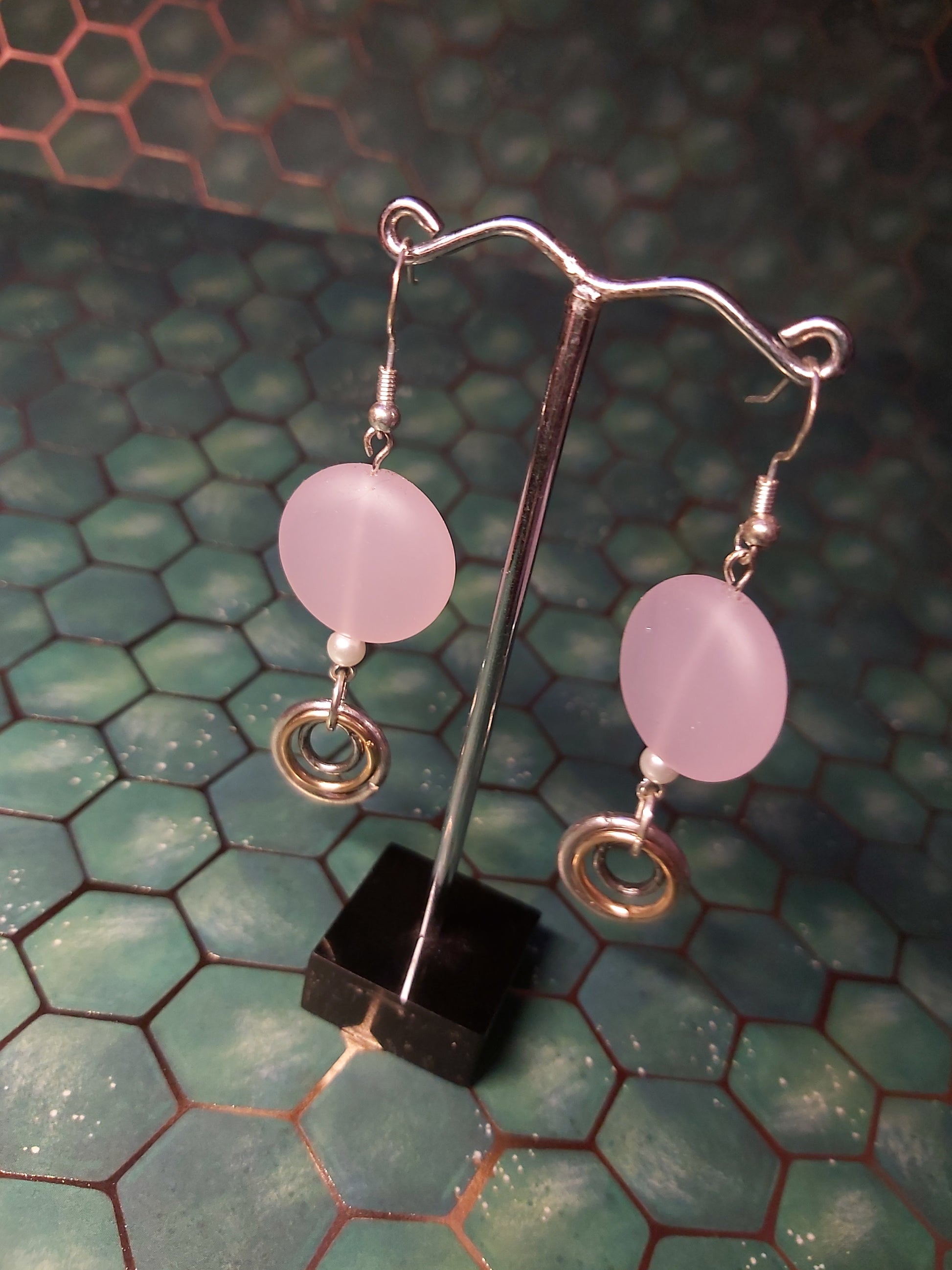 Sterling Silver, Sterling Silver Earrings, Silver Earrings, pearl style, pearl, silver, ring, handmade, minimalistic,  minimal, statement, earrings, white, silver, earrings, gift shop, Canada, Canadian , pink, sea, glass, seaglass, sea glass 
