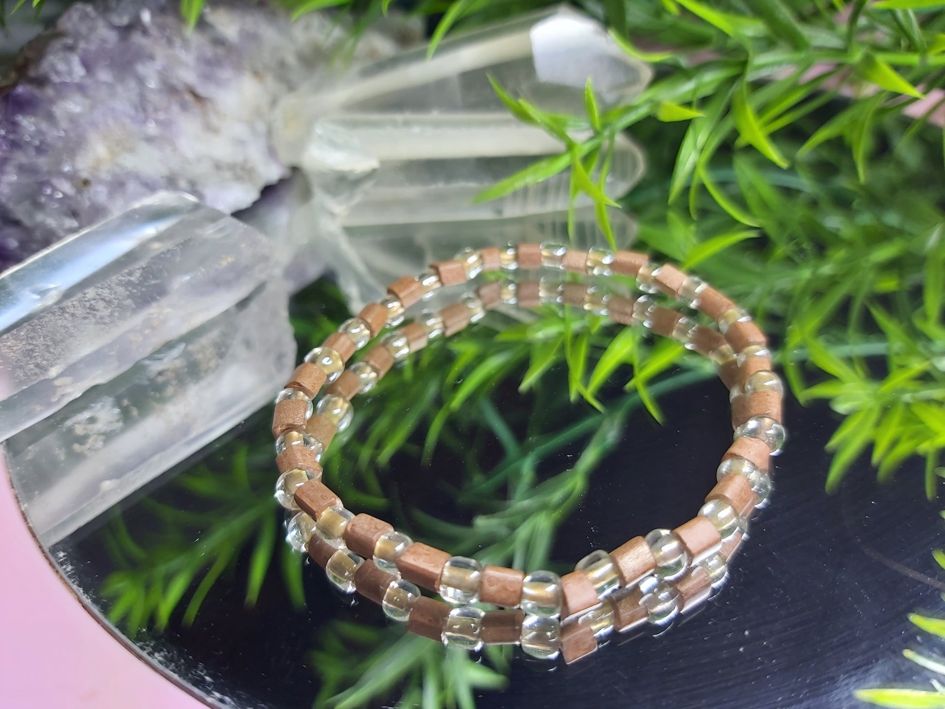 Bracelet, bead, bracelet, gifts, gift, shop, unique, handmade, hand, made, giftshop, Thunder Bay, thunderbay, Ontario, spirituality, spiritual, gift set, brown, wood, seed, crystal 