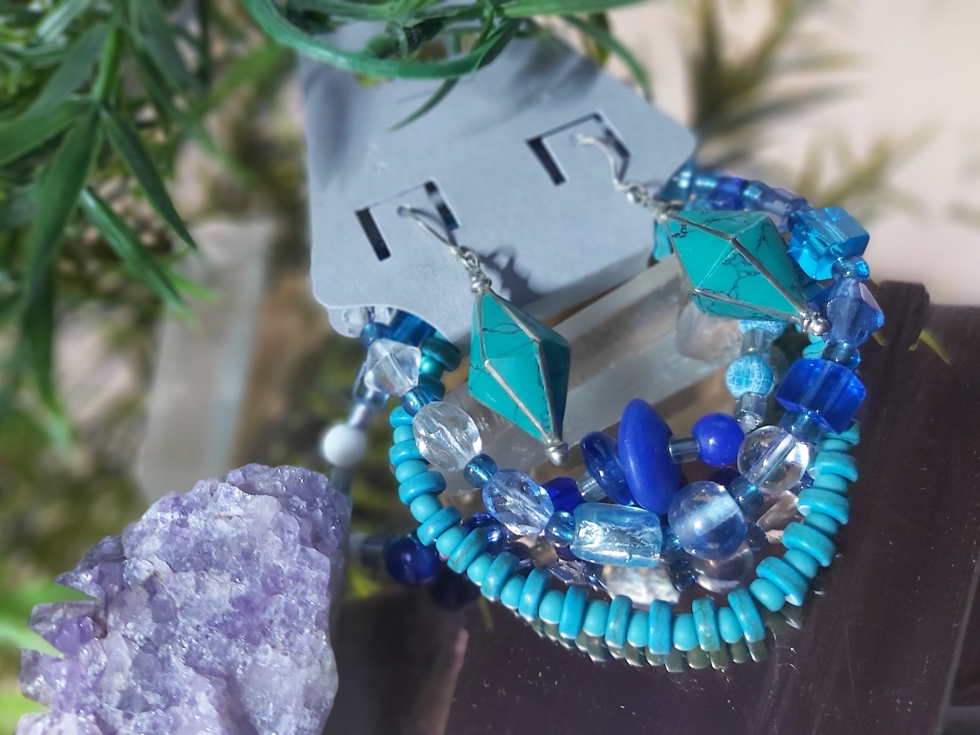 Bracelet, set, bracelet set, stone, seed, bead, bracelet, gifts, gift, shop, unique, handmade, hand, made, giftshop, Thunder Bay, thunderbay, Ontario, spirituality, spiritual, gift set, green, blue, teal, turquoise, silver, sterling silver, silver earrings, sterling silver earrings