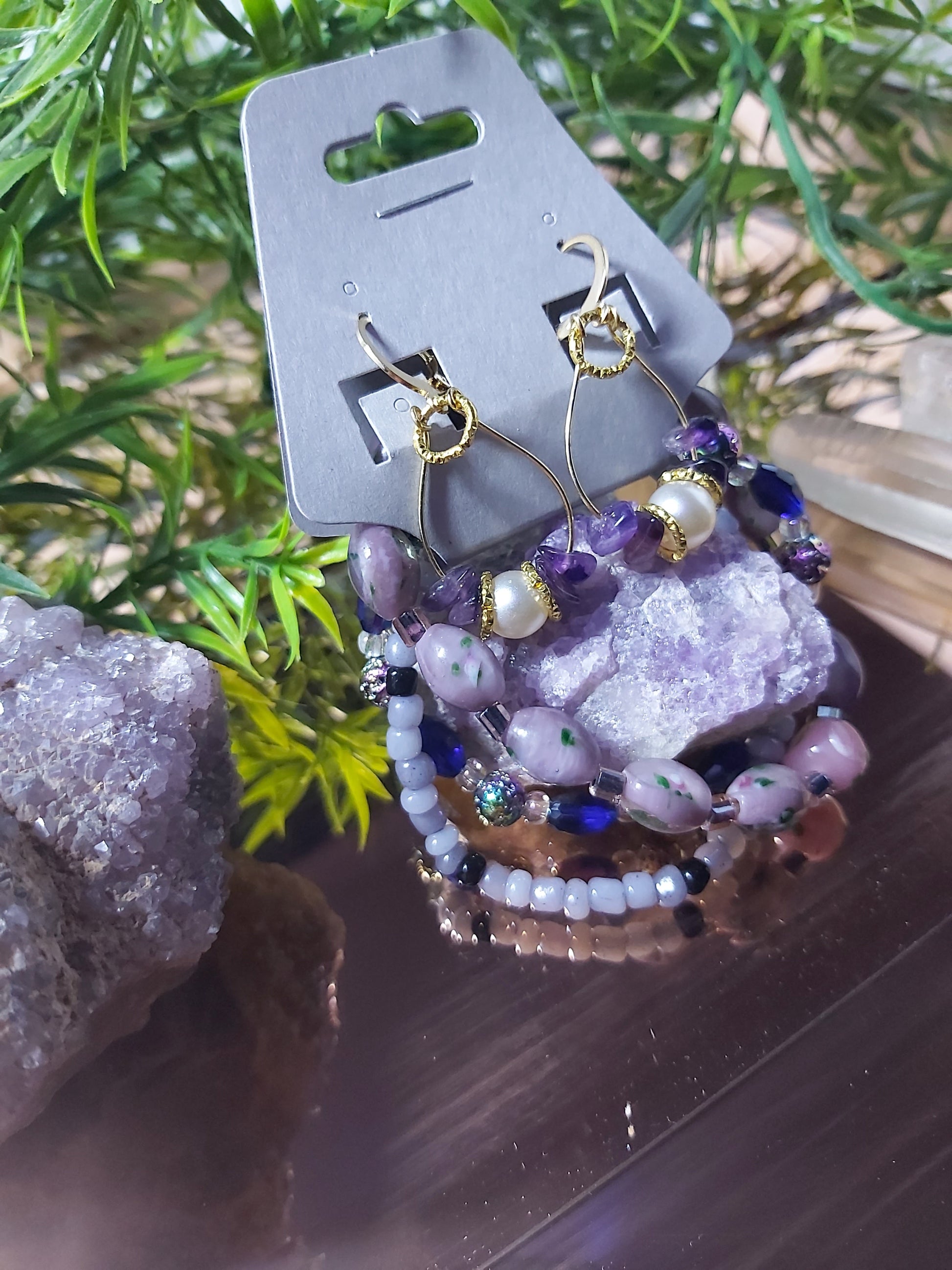 18k Gold, Gold Plated, Earrings, Amethyst, Titanium Lava Stone, Thunder Bay, Gifts, Gift Shop, Gift, Gifts for, her, him , them, friends, family, jewelry, jewelry set, handmade, purple, Violet, Chakra, pink, crystal, gemstone, bracelets, bracelet set, handmade  handmade jewlery