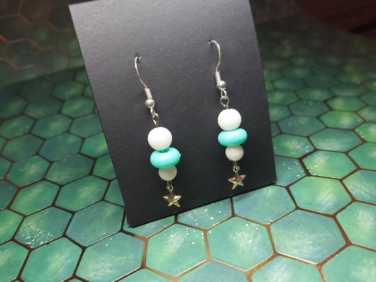 Sterling, silver, earrings, sterling silver, boho, aqua, white, dangle earrings, event  jewlery, gift, shop, gifts, giftshop, Thunder Bay, artfelt, art, handmade, unique, Hooks, beautiful, unique, jewlery, 925  925silver, rings