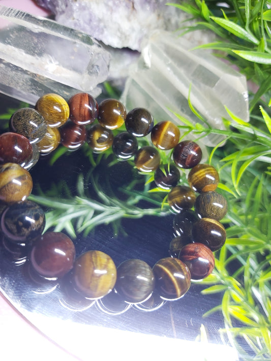 Bracelet, bead, bracelet, gifts, gift, shop, unique, handmade, hand, made, giftshop, Thunder Bay, thunderbay, Ontario, spirituality, spiritual, gift set, brown, red, blue, tiger eye, tigereye, tiger, eye, 8mm, beaded, gemstone, semiprecious, semi, precious