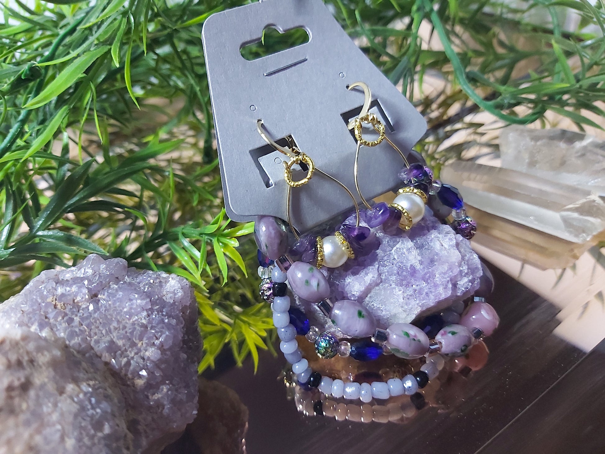 18k Gold, Gold Plated, Earrings, Amethyst, Titanium Lava Stone, Thunder Bay, Gifts, Gift Shop, Gift, Gifts for, her, him , them, friends, family, jewelry, jewelry set, handmade, purple, Violet, Chakra, pink, crystal, gemstone, bracelets, bracelet set, handmade  handmade jewlery