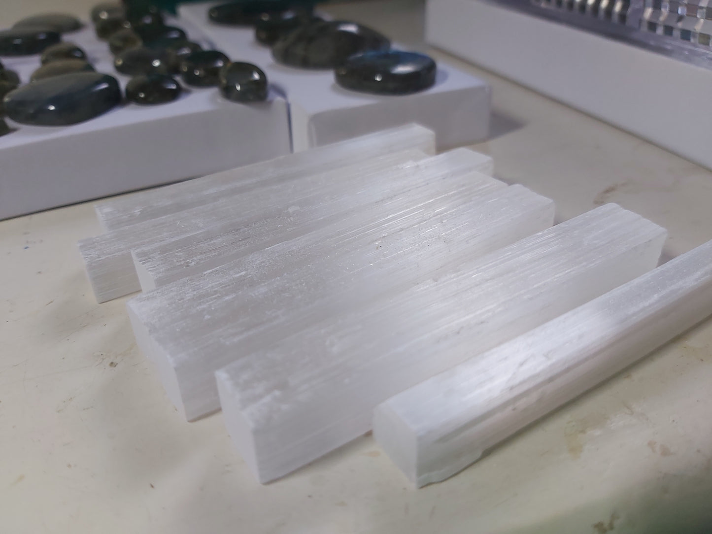 
Selenite Sticks are more than just beautiful crystals - they are a powerful tool to charge other crystals, promote clarity, and cleanse negative energy. Keep one for yourself or give as a unique and meaningful gift. With these sticks, you'll see and feel the benefits of selenite firsthand.