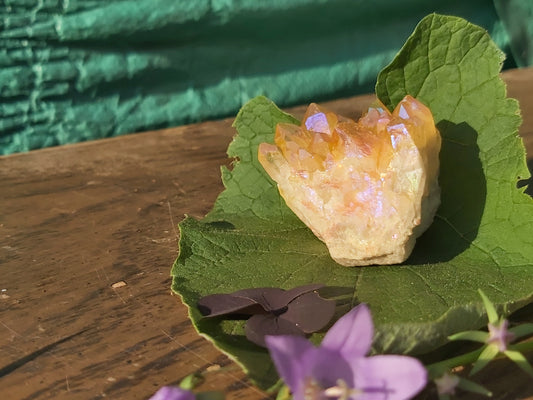 Yellow Aura Quartz Mini Cluster